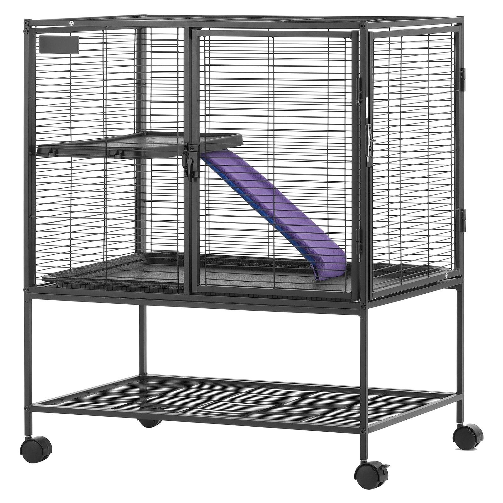 Rolling 2-tier Metal Small Animal Cage With Removable Tray & Ramp_voghion.com